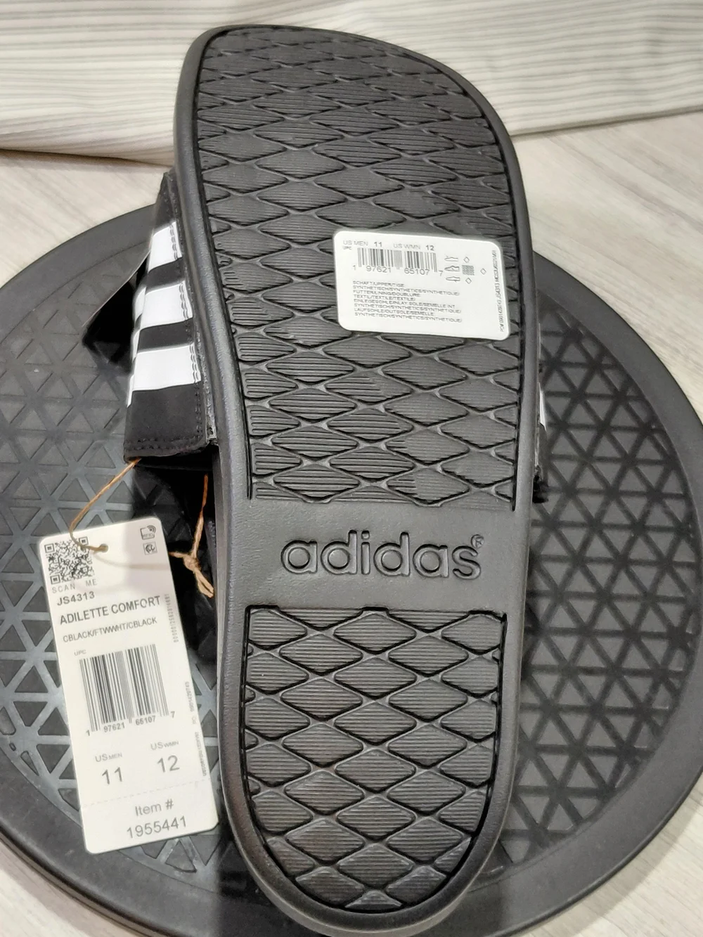NWT Adidas Black/White Adilette Slide Sandals MENS 11 WOMENS 12